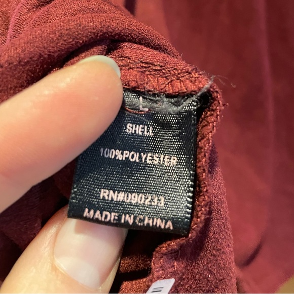 LA Hearts, maroon embroidered crop top, L - Picture 2 of 5